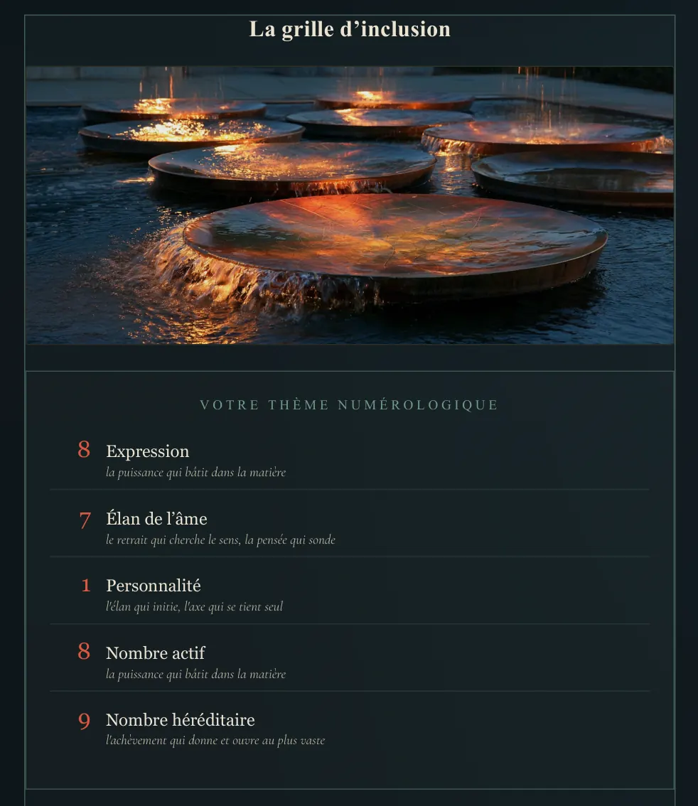 Visuel de la lecture : Vos nombres